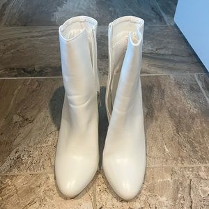 White leather booties